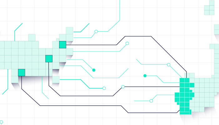 pixelated map with lines connecting U.S. partnership university locations with Portugal