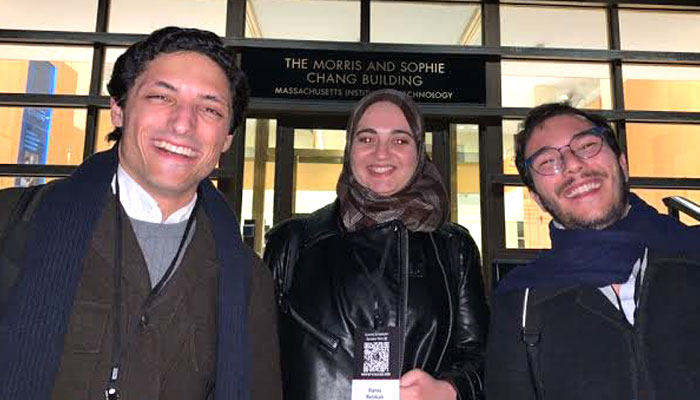 Photo of three portuguese students participate in MIT's Space Week